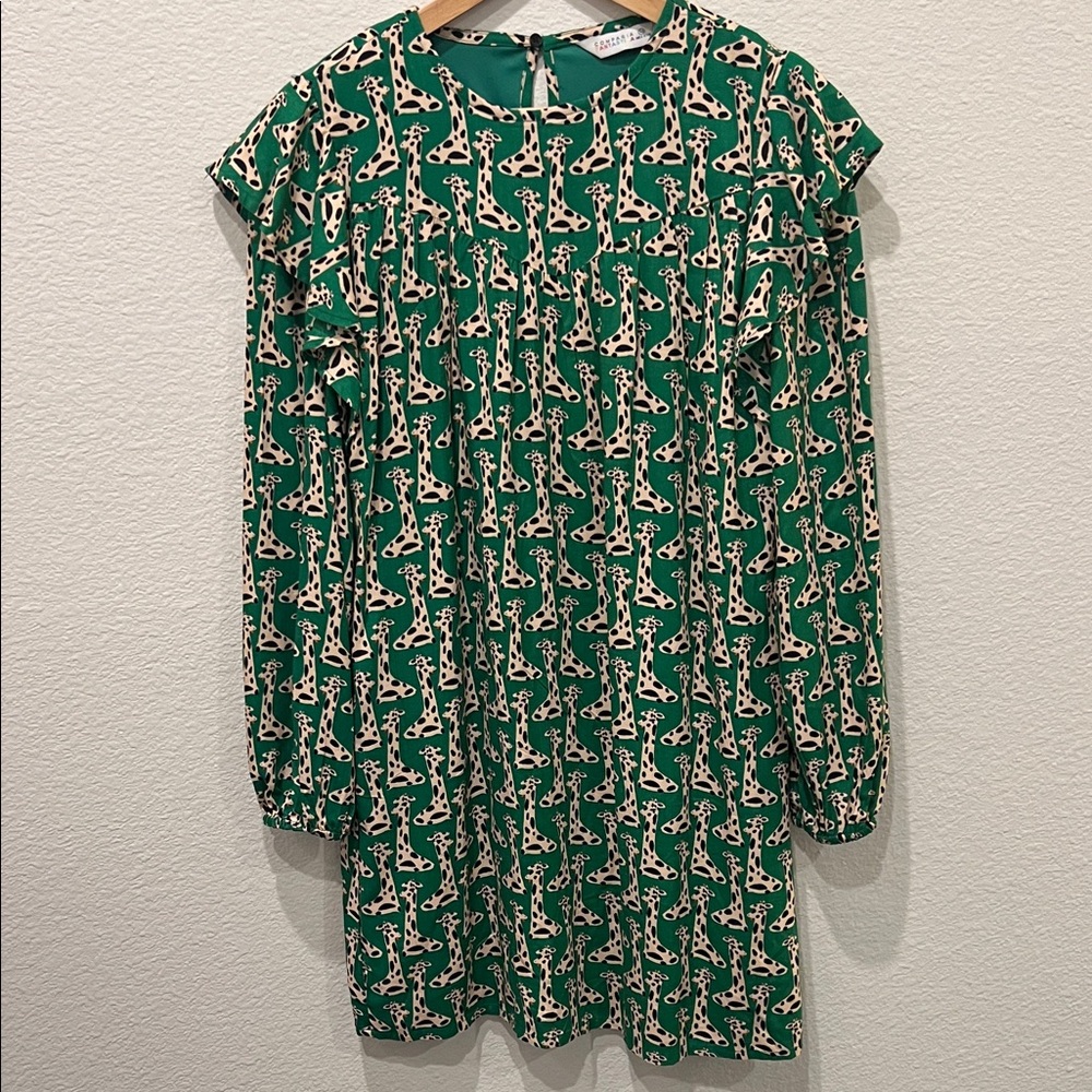 Compania Fantastica Dress in Green Giraffe Print Size XS